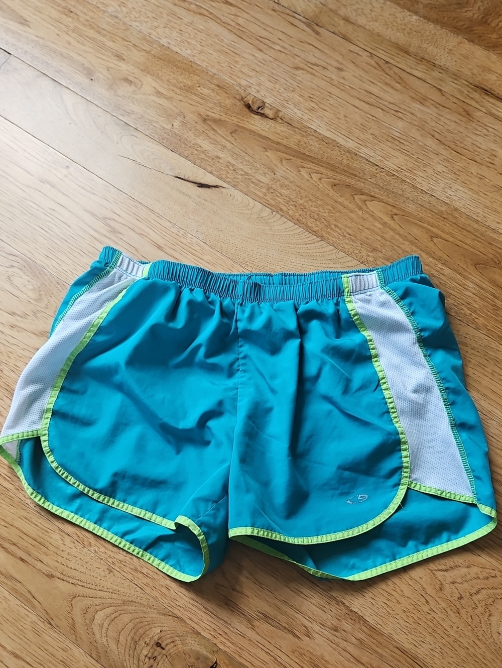 Womens Champion Teal Athletic Shorts with Lime Trim
